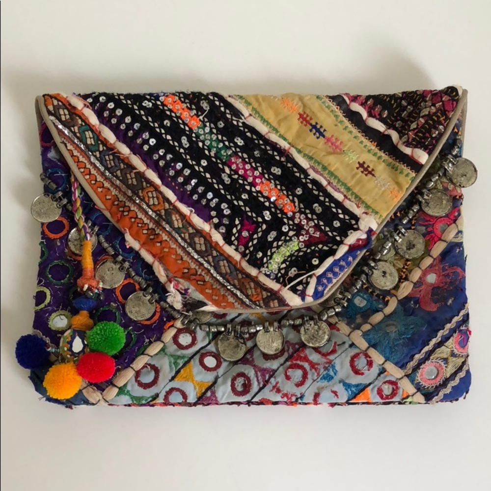 Indian patchwork Anthropologie clutch bag